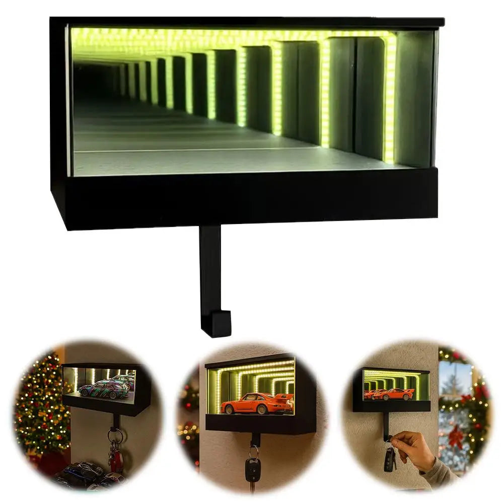 LED Light Up Key Storage Dreamy Warm White Christmas Decor Unique Car Accessory Gift Luminous Infinity Mirror Garage Key Holder