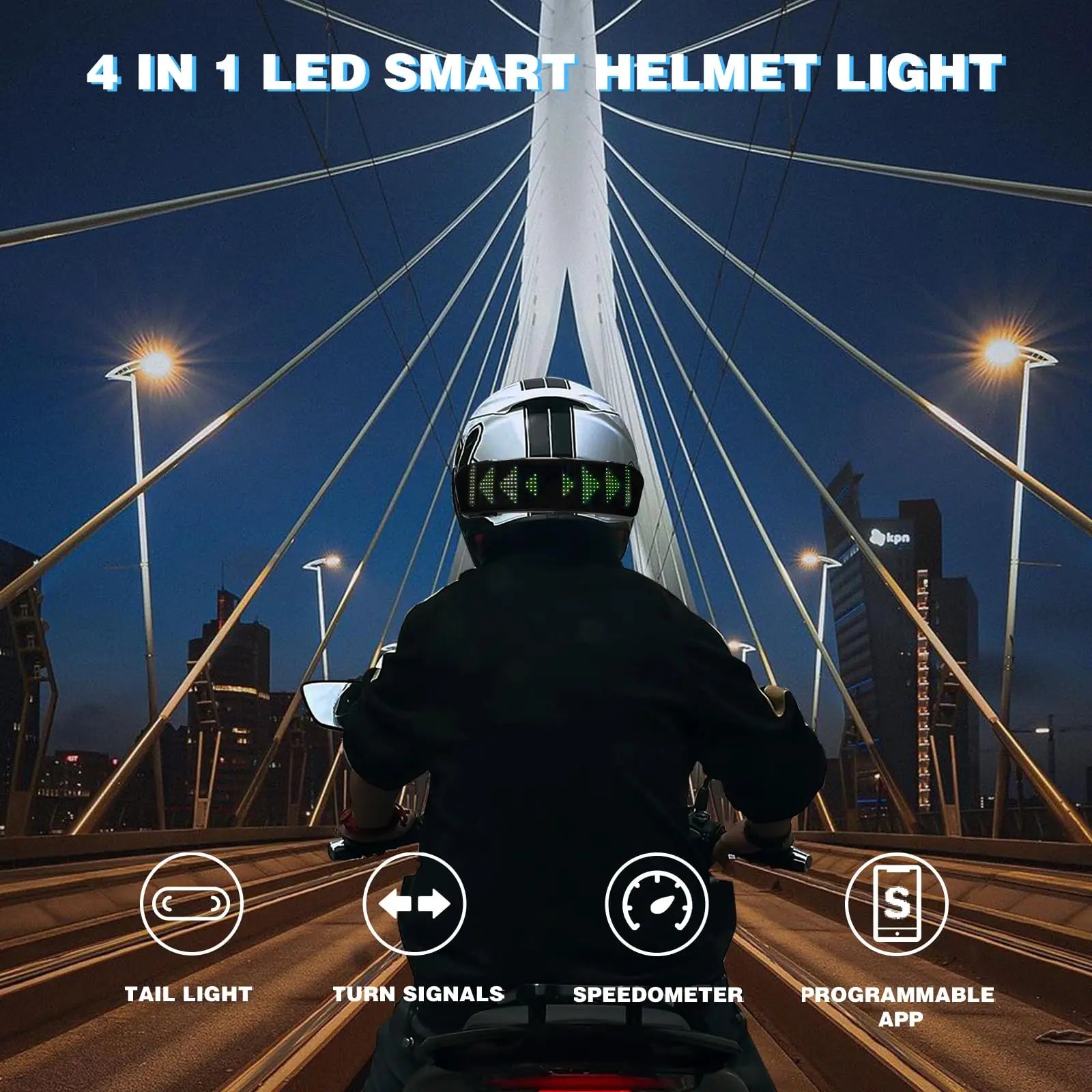 Led Helmet Display Motorcycle Helmet Warning Light Night Riding DIY RGB Bike Helmet Taillight APP Programmable LED Screen