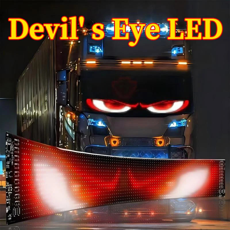 Devil's Eye LED Light, Truck Dynamic Eye Light, Car Display Screen, Car Stickers, Decorative Emoji Light for Trucks