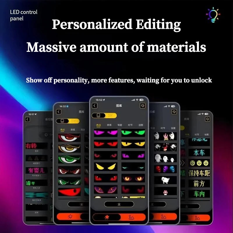 Devil's Eye LED Light, Truck Dynamic Eye Light, Car Display Screen, Car Stickers, Decorative Emoji Light for Trucks