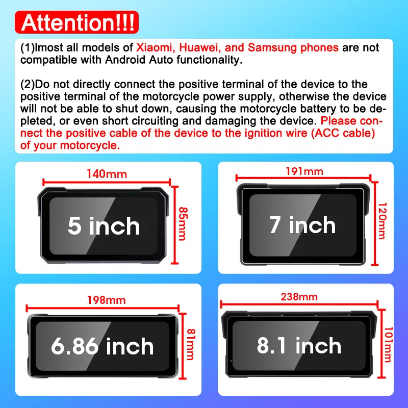 Jansite Motorcycle Display Screen Carplay Moto Navigation Portable Digital Dashboard Motobike Android Auto Waterproof BT Monitor