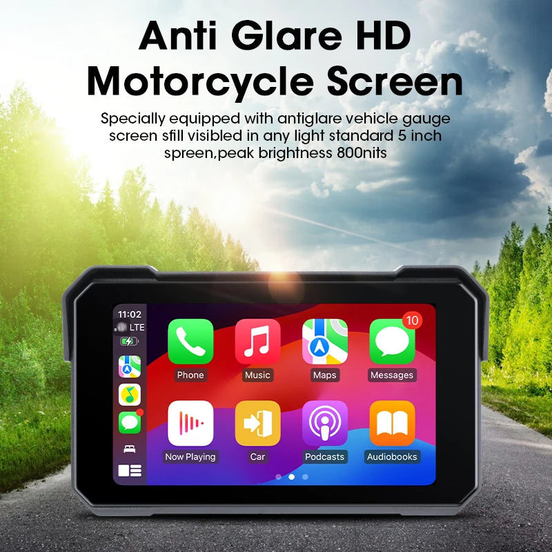 Jansite Motorcycle Display Screen Carplay Moto Navigation Portable Digital Dashboard Motobike Android Auto Waterproof BT Monitor