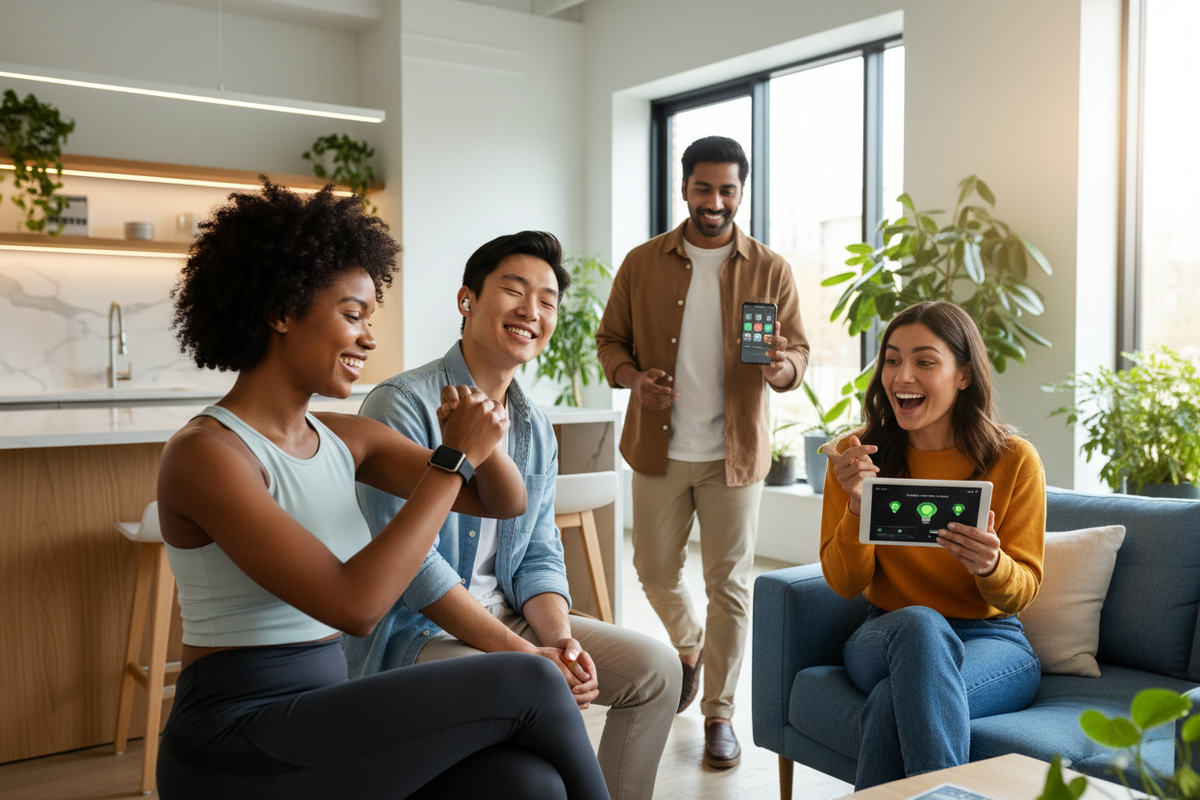 smart gadgets being happily used